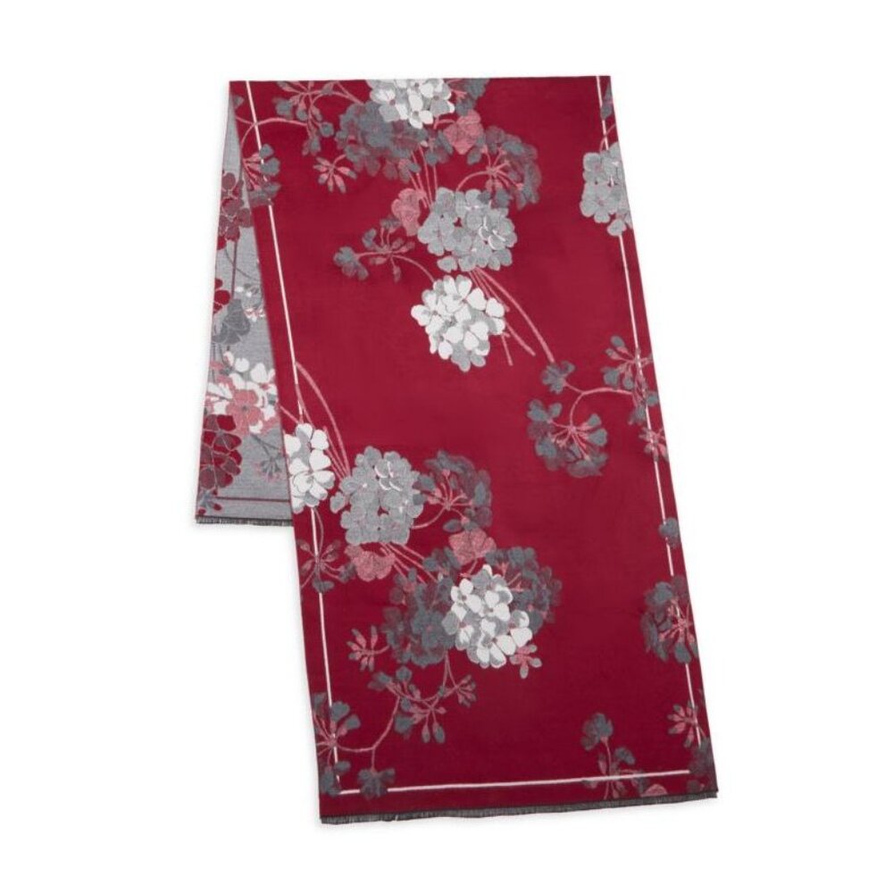 NEW Saachi Blossom Red Jacquard Floral Fringe Trim Reversible Dress Scarf